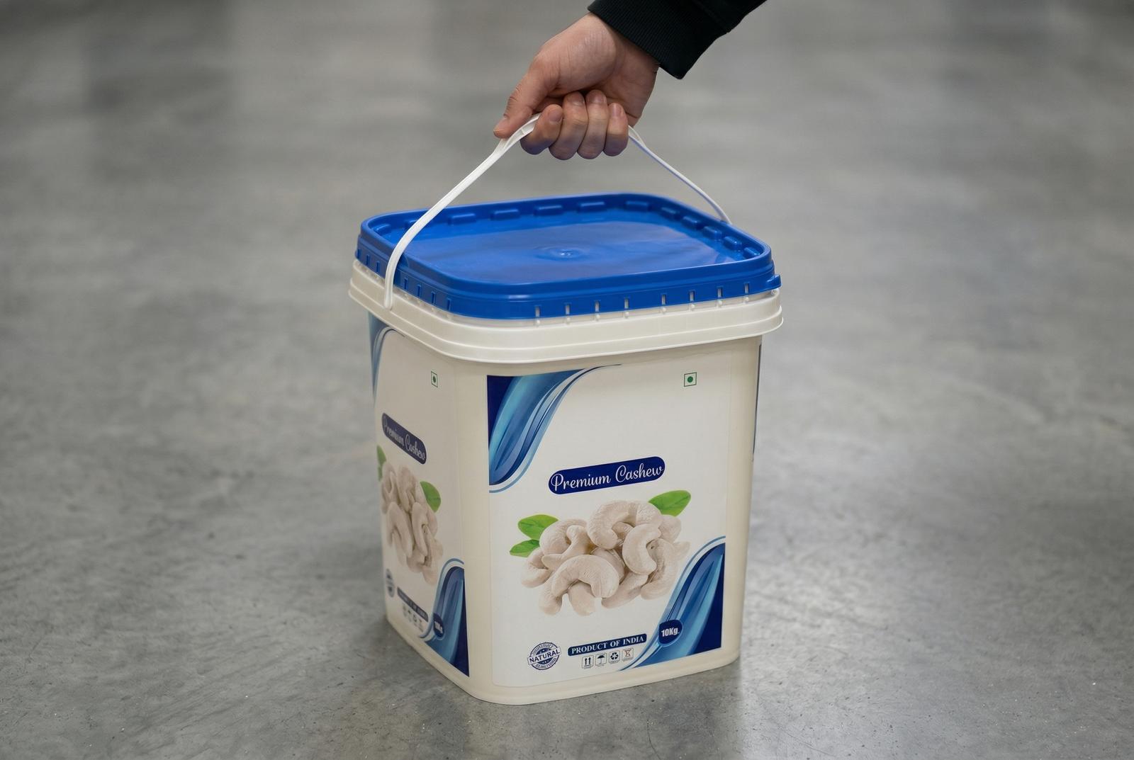 Crown Packaging — Premium Cashew Container in editorial setting